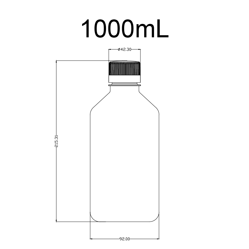 PETG方形瓶,1000ml