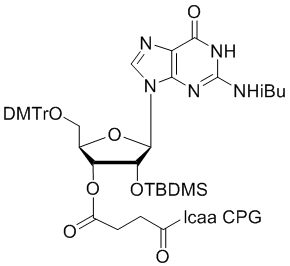 structure_N-6103-20 2'-tBDSilyl Guanosine (n-ibu) 3'-lcaa CPG 2000Å