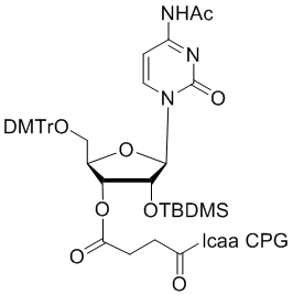 structure_N-6106-20 2'-tBDSilyl Cytidine (n-acetyl) 3'-lcaa CPG 2000Å